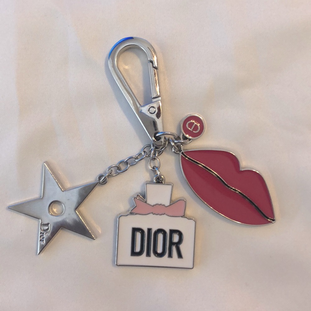 Dior Silvertone Four-Piece Pink Bag Charms